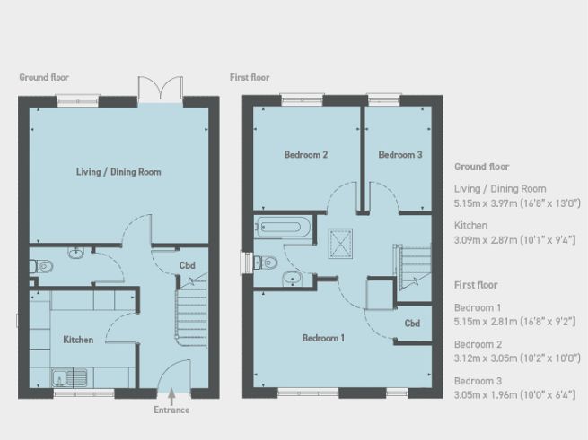 Floor plan, 3 bedroom house  - artist's impression subject to change